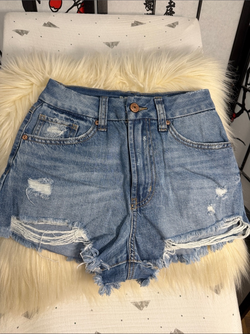 Rewash Light Blue Distressed Denim Jean Shorts